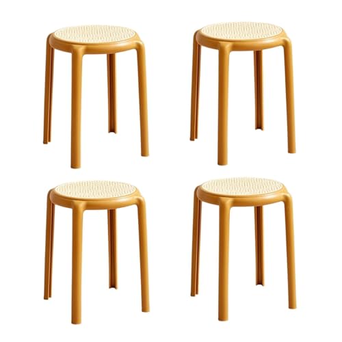 NMVAWIPT Stapelbare Kunststoffhocker – Leichte, Rückenfreie Stapelhocker for Klassenzimmer, Küche, Veranstaltungen(Yellow,4pcs) von NMVAWIPT