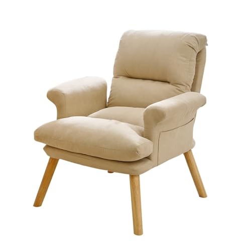 NMVAWIPT Stoff-Akzentstuhl for Wohnzimmer, Moderner Sessel, Einzelsofa-Stühle Mit Holzbeinen, Gepolsterter Sitz, Lounge-Schlafzimmer-Lesen(Beige) von NMVAWIPT