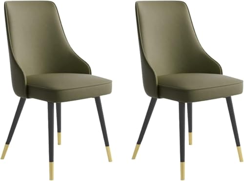 NMVAWIPT Theken-/Küchen-/Esszimmerstühle, 2er-Set, Wasserfest, Gepolstert, PU-Leder, Wohnzimmer-Lounge, Seitliche Metallbeine(Army Green) von NMVAWIPT