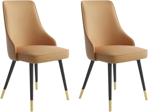 NMVAWIPT Theken-/Küchen-/Esszimmerstühle, 2er-Set, Wasserfest, Gepolstert, PU-Leder, Wohnzimmer-Lounge, Seitliche Metallbeine(Light Coffee) von NMVAWIPT