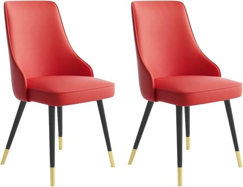 NMVAWIPT Theken-/Küchen-/Esszimmerstühle, 2er-Set, Wasserfest, Gepolstert, PU-Leder, Wohnzimmer-Lounge, Seitliche Metallbeine(Red) von NMVAWIPT