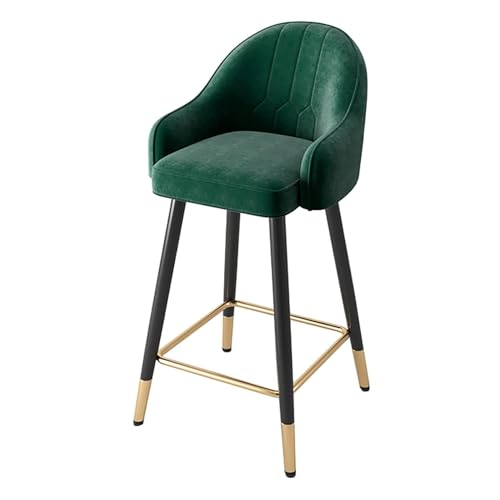 NMVAWIPT Theken-Polsterstuhl, Höhen-Barhocker 2er-Set Mit Armlehne, Samt-Rückenlehne, Fußstütze Aus Metall(Green,Height 75cm) von NMVAWIPT