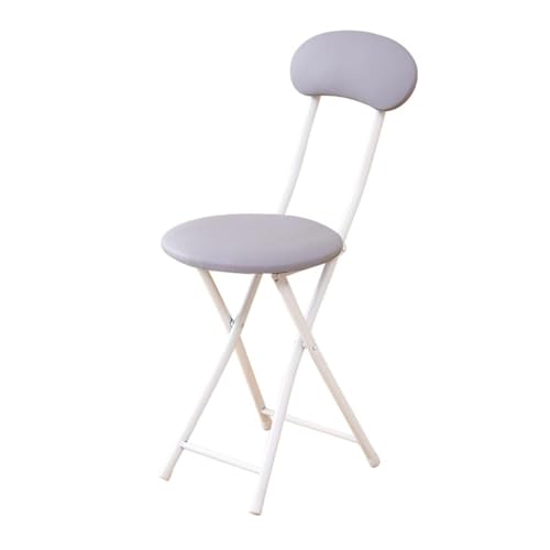 NMVAWIPT Tragbarer, Runder, Klappbarer Barhocker Mit Rückenlehne, Wasserdichter Sitz Aus PU-Leder for Zuhause, Café, Camping(Gray) von NMVAWIPT