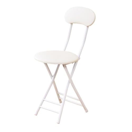 NMVAWIPT Tragbarer, Runder, Klappbarer Barhocker Mit Rückenlehne, Wasserdichter Sitz Aus PU-Leder for Zuhause, Café, Camping(White) von NMVAWIPT