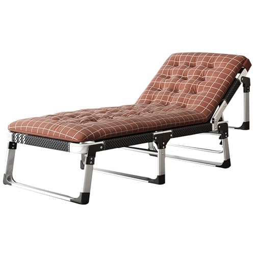 NMVAWIPT Tragbarer, Zusammenklappbarer Liegestuhl, Gepolsterter, Verstellbarer Chaiselongue-Sonnenstuhl Mit 5 Positionen for Den Außenbereich, Terrasse, Strand, Rasen, Pool(Brown) von NMVAWIPT