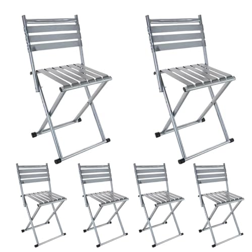 NMVAWIPT Tragbarer Camping-Klappstuhl Aus Edelstahl, 350 Pfund Tragkraft, Stapelbar, for Drinnen Und Draußen(6chairs) von NMVAWIPT