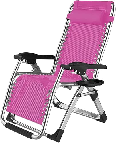 NMVAWIPT Übergroßer Zero-Gravity-Liegestuhl Fürs Büro, Liegestühle for Den Garten, Liegestuhl for Die Terrasse Im Freien, Tragkraft Bis Zu 260 Kg(Pink,White Tube) von NMVAWIPT