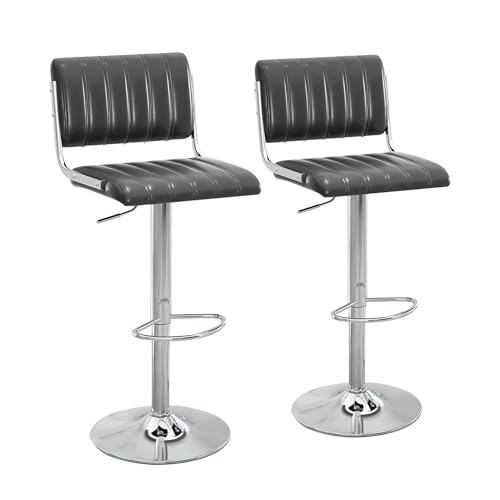 NMVAWIPT Verstellbare, Drehbare Barhocker, 2er-Set, Moderne Thekenstühle Aus PU-Leder Mit Fußstütze Und Stabiler Basis(Black,Set of 2) von NMVAWIPT