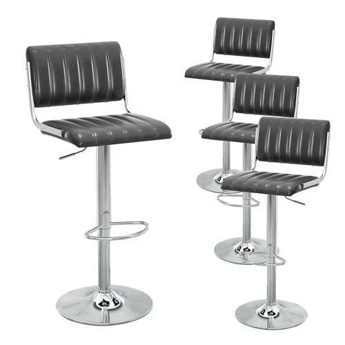 NMVAWIPT Verstellbare, Drehbare Barhocker, 2er-Set, Moderne Thekenstühle Aus PU-Leder Mit Fußstütze Und Stabiler Basis(Black,Set of 4) von NMVAWIPT