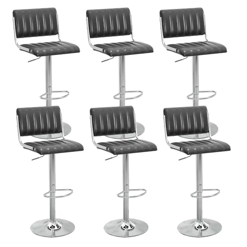 NMVAWIPT Verstellbare, Drehbare Barhocker, 2er-Set, Moderne Thekenstühle Aus PU-Leder Mit Fußstütze Und Stabiler Basis(Black,Set of 6) von NMVAWIPT