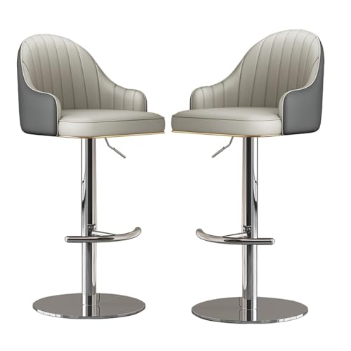 NMVAWIPT Verstellbare, Drehbare Barhocker Im 2er-Set, Moderne Aus Kunstleder Mit Rückenlehne, Armlose Metallbeine, Esszimmerstühle for Kücheninsel, Pub(Dark Grey) von NMVAWIPT