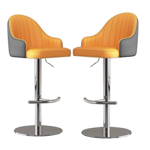 NMVAWIPT Verstellbare, Drehbare Barhocker Im 2er-Set, Moderne Aus Kunstleder Mit Rückenlehne, Armlose Metallbeine, Esszimmerstühle for Kücheninsel, Pub(Yellow) von NMVAWIPT