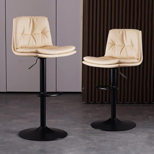 NMVAWIPT Verstellbare, Drehbare Barhocker Im 2er-Set – Thekenstühle Aus PU-Leder Mit Metallrahmen for Kücheninsel, Esszimmer Und Hausbar(Beige) von NMVAWIPT