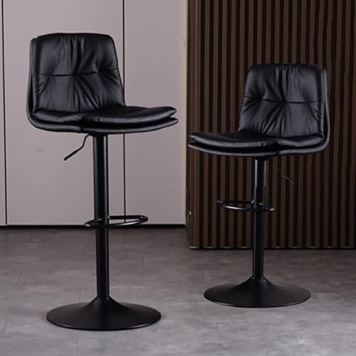 NMVAWIPT Verstellbare, Drehbare Barhocker Im 2er-Set – Thekenstühle Aus PU-Leder Mit Metallrahmen for Kücheninsel, Esszimmer Und Hausbar(Black) von NMVAWIPT