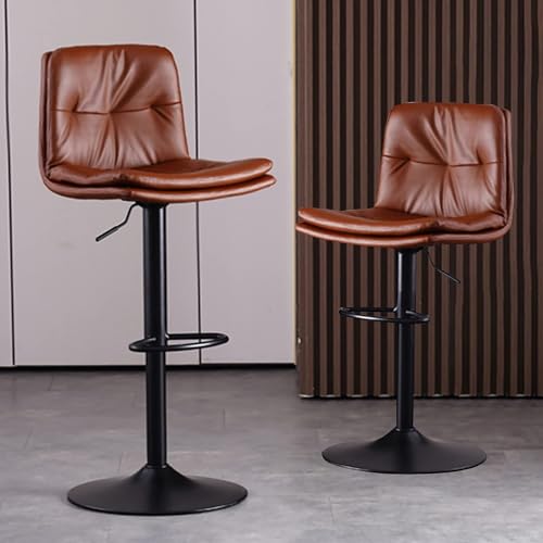 NMVAWIPT Verstellbare, Drehbare Barhocker Im 2er-Set – Thekenstühle Aus PU-Leder Mit Metallrahmen for Kücheninsel, Esszimmer Und Hausbar(Brown) von NMVAWIPT