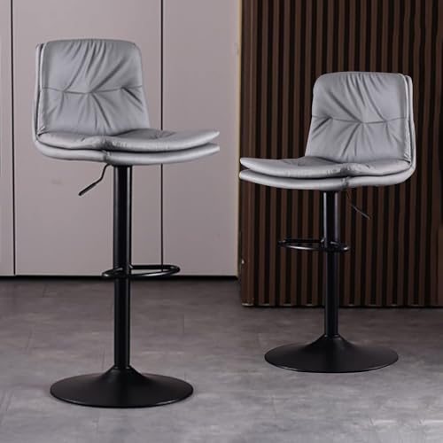NMVAWIPT Verstellbare, Drehbare Barhocker Im 2er-Set – Thekenstühle Aus PU-Leder Mit Metallrahmen for Kücheninsel, Esszimmer Und Hausbar(Light Grey) von NMVAWIPT