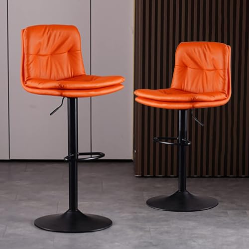 NMVAWIPT Verstellbare, Drehbare Barhocker Im 2er-Set – Thekenstühle Aus PU-Leder Mit Metallrahmen for Kücheninsel, Esszimmer Und Hausbar(Orange) von NMVAWIPT