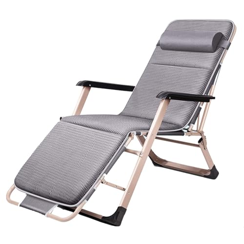 NMVAWIPT Verstellbare, Klappbare Gartenlounge Mit Abnehmbarem Kissenkissen, 180-Grad-Sonnenliegestuhl Im Flachen Design(Gray) von NMVAWIPT