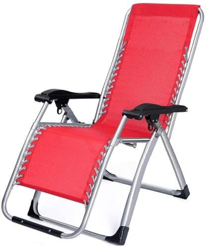 NMVAWIPT Verstellbare, Klappbare Liegestühle Aus Stahlgeflecht for Den Rasen, Liegestuhl for Die Terrasse Am Strand Und Den Pool Im Freien, Schwerelosigkeits-Liegestuhl(Red) von NMVAWIPT