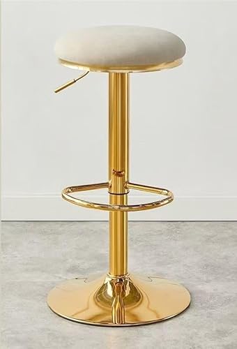NMVAWIPT Verstellbarer, Drehbarer Barhocker Mit Samtsitz Und Goldenen Metallbeinen, 360°-Drehung for Kücheninseln, Frühstücksbars, Esstheken(White) von NMVAWIPT