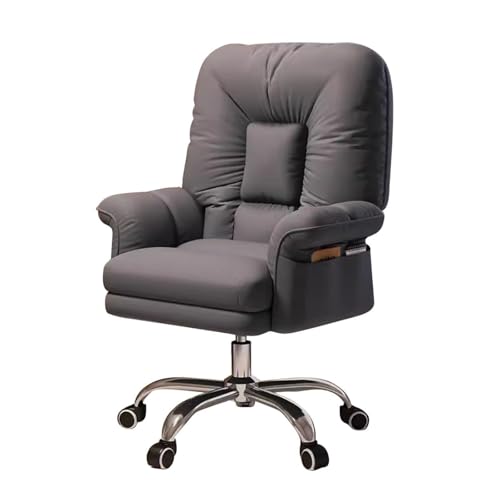 NMVAWIPT Verstellbarer, Verstellbarer Bürostuhl Mit Rollen, 360°-Drehgelenk Mit Fußstütze Und Gepolsterten Armlehnen, Ergonomischer Gaming- Und Computer-Schreibtischstuhl(Daek Grey,Without) von NMVAWIPT