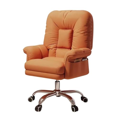 NMVAWIPT Verstellbarer, Verstellbarer Bürostuhl Mit Rollen, 360°-Drehgelenk Mit Fußstütze Und Gepolsterten Armlehnen, Ergonomischer Gaming- Und Computer-Schreibtischstuhl(Orange,Without) von NMVAWIPT