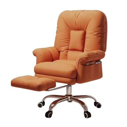 NMVAWIPT Verstellbarer, Verstellbarer Bürostuhl Mit Rollen, 360°-Drehgelenk Mit Fußstütze Und Gepolsterten Armlehnen, Ergonomischer Gaming- Und Computer-Schreibtischstuhl(Orange,with Footstool) von NMVAWIPT