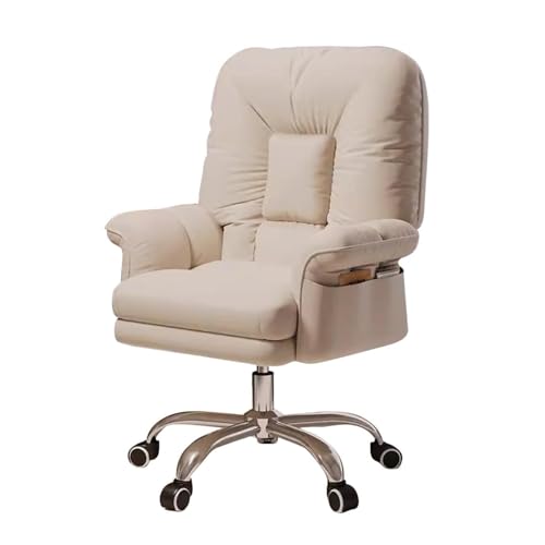 NMVAWIPT Verstellbarer, Verstellbarer Bürostuhl Mit Rollen, 360°-Drehgelenk Mit Fußstütze Und Gepolsterten Armlehnen, Ergonomischer Gaming- Und Computer-Schreibtischstuhl(White,Without) von NMVAWIPT