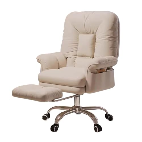 NMVAWIPT Verstellbarer, Verstellbarer Bürostuhl Mit Rollen, 360°-Drehgelenk Mit Fußstütze Und Gepolsterten Armlehnen, Ergonomischer Gaming- Und Computer-Schreibtischstuhl(White,with Footstool) von NMVAWIPT
