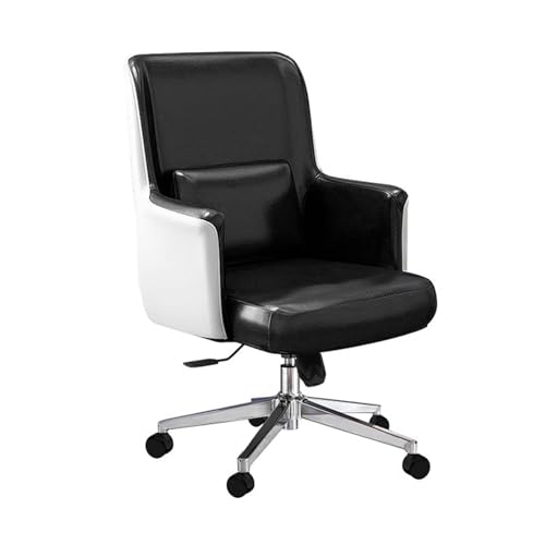 NMVAWIPT Verstellbarer Bürostuhl Aus Leder – Ergonomischer Computer-Schreibtischstuhl Mit Lendenkissen Und Arretierbarer Neigung Von 90°–135° – Stabiler Gaming- Und Arbeitsstuhl(Black) von NMVAWIPT