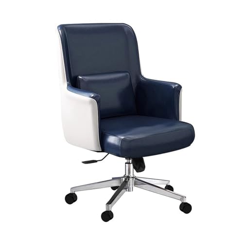 NMVAWIPT Verstellbarer Bürostuhl Aus Leder – Ergonomischer Computer-Schreibtischstuhl Mit Lendenkissen Und Arretierbarer Neigung Von 90°–135° – Stabiler Gaming- Und Arbeitsstuhl(Blue) von NMVAWIPT