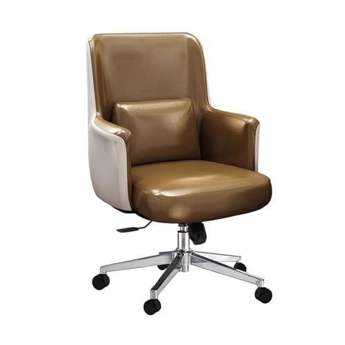 NMVAWIPT Verstellbarer Bürostuhl Aus Leder – Ergonomischer Computer-Schreibtischstuhl Mit Lendenkissen Und Arretierbarer Neigung Von 90°–135° – Stabiler Gaming- Und Arbeitsstuhl(Brown) von NMVAWIPT