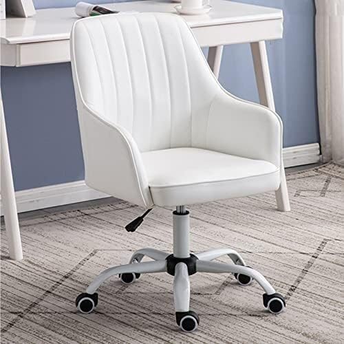 NMVAWIPT Verstellbarer Bürostuhl Aus PU-Leder, Ergonomischer Drehschreibtisch Mit 360°-Drehung, Höhenverstellbarer Computer for Zuhause, Wohnheim(White) von NMVAWIPT