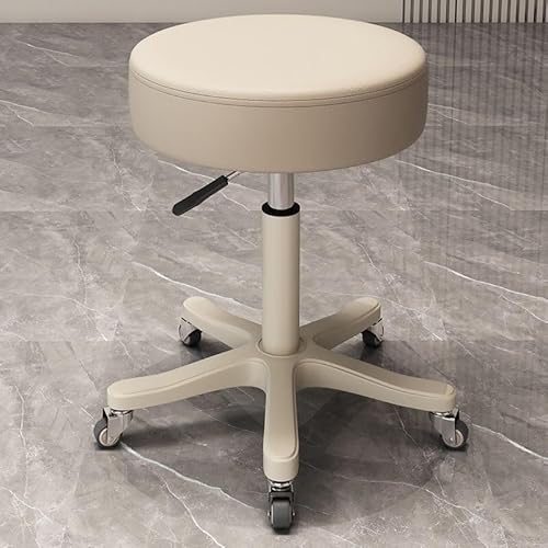 NMVAWIPT Verstellbarer Drehbarer Thekenhocker, 360 °, Kunstleder, Barstuhl Mit Metallrahmen for Küche Und Esszimmer(Beige |Backless|,Mute) von NMVAWIPT