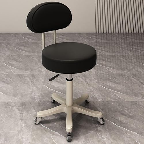 NMVAWIPT Verstellbarer Drehbarer Thekenhocker, 360 °, Kunstleder, Barstuhl Mit Metallrahmen for Küche Und Esszimmer(Black |with Back|,Mute) von NMVAWIPT