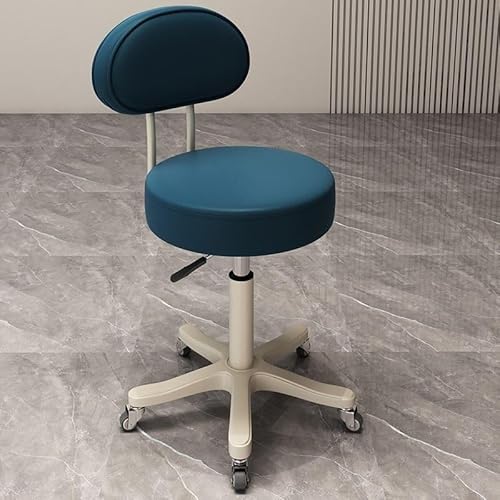 NMVAWIPT Verstellbarer Drehbarer Thekenhocker, 360 °, Kunstleder, Barstuhl Mit Metallrahmen for Küche Und Esszimmer(Blue |with Back|,Mute) von NMVAWIPT