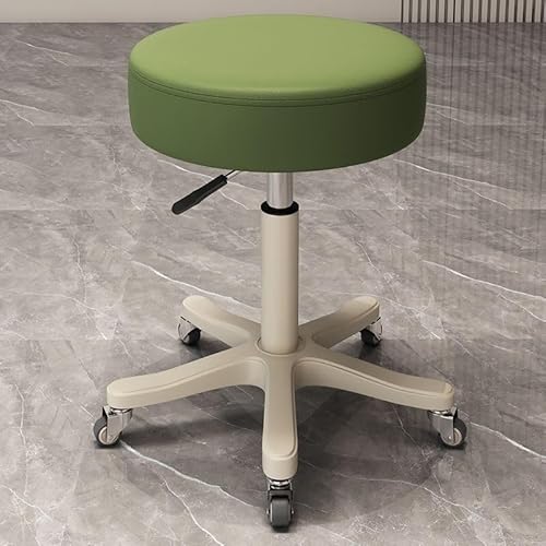 NMVAWIPT Verstellbarer Drehbarer Thekenhocker, 360 °, Kunstleder, Barstuhl Mit Metallrahmen for Küche Und Esszimmer(Green |Backless|,Mute) von NMVAWIPT