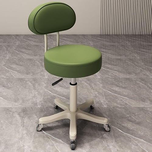 NMVAWIPT Verstellbarer Drehbarer Thekenhocker, 360 °, Kunstleder, Barstuhl Mit Metallrahmen for Küche Und Esszimmer(Green |with Back|,Mute) von NMVAWIPT