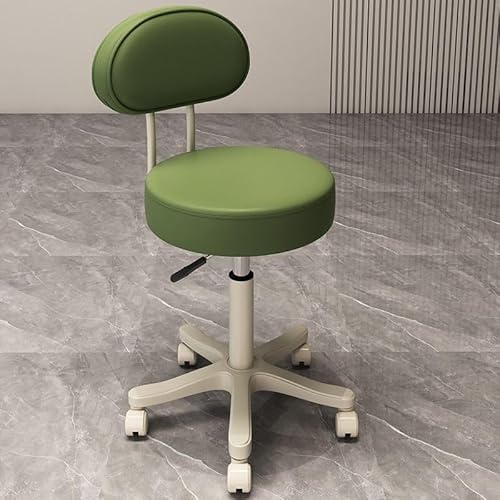 NMVAWIPT Verstellbarer Drehbarer Thekenhocker, 360 °, Kunstleder, Barstuhl Mit Metallrahmen for Küche Und Esszimmer(Green |with Back|,Pulley) von NMVAWIPT