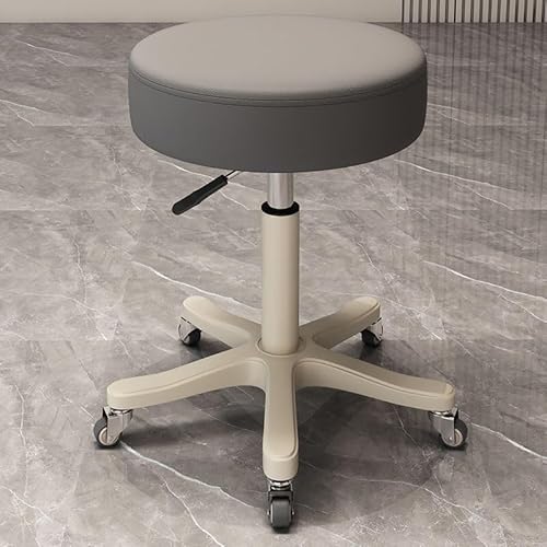 NMVAWIPT Verstellbarer Drehbarer Thekenhocker, 360 °, Kunstleder, Barstuhl Mit Metallrahmen for Küche Und Esszimmer(Grey |Backless|,Mute) von NMVAWIPT