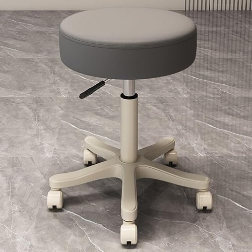 NMVAWIPT Verstellbarer Drehbarer Thekenhocker, 360 °, Kunstleder, Barstuhl Mit Metallrahmen for Küche Und Esszimmer(Grey |Backless|,Pulley) von NMVAWIPT