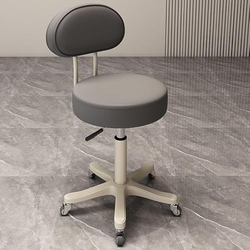 NMVAWIPT Verstellbarer Drehbarer Thekenhocker, 360 °, Kunstleder, Barstuhl Mit Metallrahmen for Küche Und Esszimmer(Grey |with Back|,Mute) von NMVAWIPT