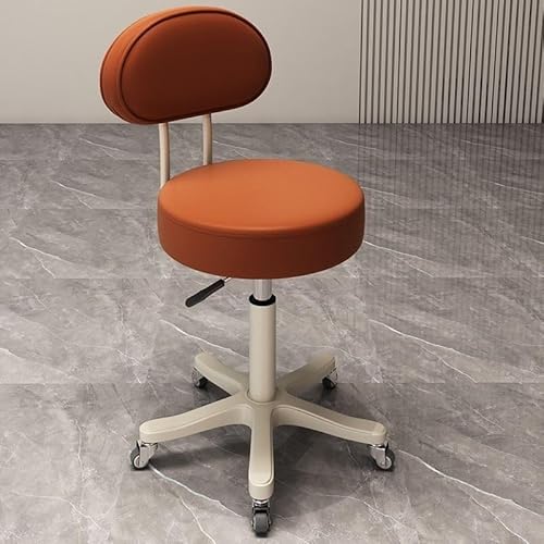 NMVAWIPT Verstellbarer Drehbarer Thekenhocker, 360 °, Kunstleder, Barstuhl Mit Metallrahmen for Küche Und Esszimmer(Orange |with Back|,Mute) von NMVAWIPT