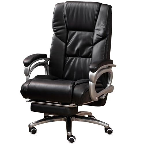 NMVAWIPT Verstellbarer Ergonomischer Bürostuhl Mit Verstellbarer Rückenlehne, 360°-Drehung Und Fußstütze for Zuhause Oder Die Arbeit(Black) von NMVAWIPT