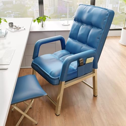 NMVAWIPT Verstellbarer Liegesessel Mit Fußstütze, Kompakter Loungesessel Mit PU-Leder Und Metallrahmen for Wohnzimmer Und Schlafzimmer(Blue) von NMVAWIPT