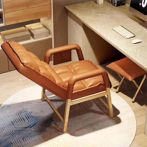 NMVAWIPT Verstellbarer Liegesessel Mit Fußstütze, Kompakter Loungesessel Mit PU-Leder Und Metallrahmen for Wohnzimmer Und Schlafzimmer(Brown) von NMVAWIPT