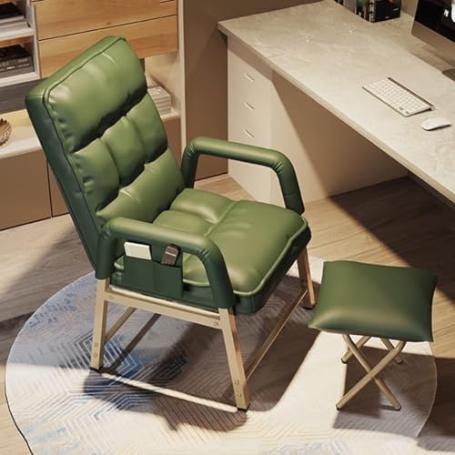 NMVAWIPT Verstellbarer Liegesessel Mit Fußstütze, Kompakter Loungesessel Mit PU-Leder Und Metallrahmen for Wohnzimmer Und Schlafzimmer(Dark Green) von NMVAWIPT