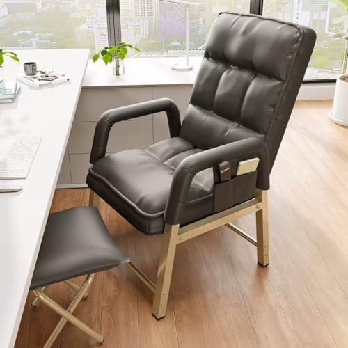 NMVAWIPT Verstellbarer Liegesessel Mit Fußstütze, Kompakter Loungesessel Mit PU-Leder Und Metallrahmen for Wohnzimmer Und Schlafzimmer(Dark Grey) von NMVAWIPT