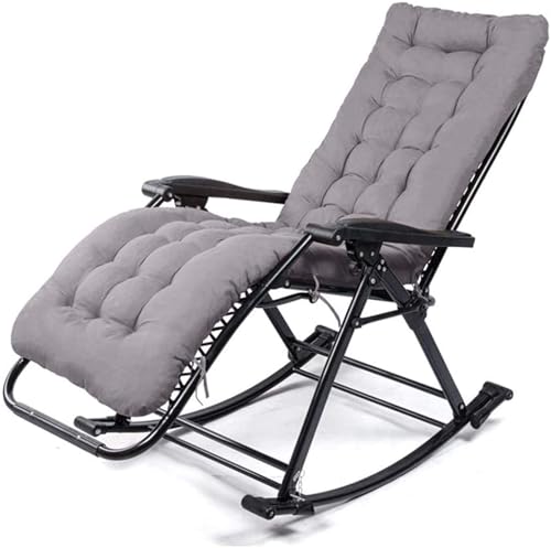 NMVAWIPT Verstellbarer Schaukelstuhl Mit Gepolstertem Kissen, Zero Gravity-Liegesitz, Klappbarer Liegestuhl, Terrassen-Loungesessel(Gray) von NMVAWIPT