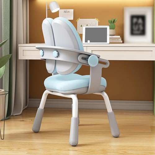 NMVAWIPT Verstellbarer Schreibtischstuhl for Kinder, Ergonomischer Lernstuhl for Kinder Mit Körpergröße, Mitwachsender Stuhl for Zuhause, In Der Schule Und Im Arbeitszimmer(Blue,Without) von NMVAWIPT